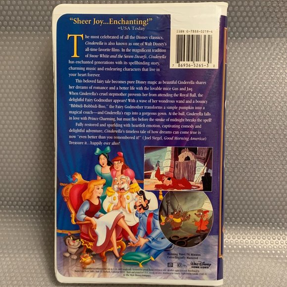 Cinderella VHS Walt Disney's Home Video - Picture 2 of 7